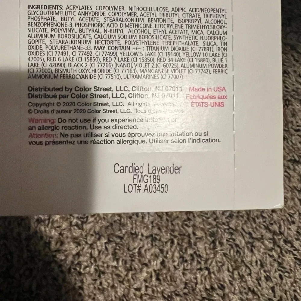 Color Street Candied Lavender FMG189 Glitter Real Nail Polish Strips 16 Count